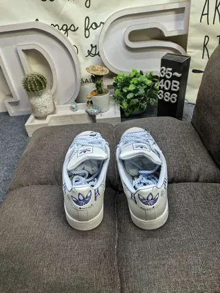 Adidas Superstar White Blue Shell-Toe Three-Stripe Lifestyle Sneakers 8