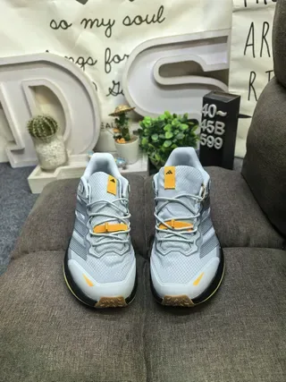 Adidas Terrex Agravic Flow Light Gray Gold Orange Lifestyle Sneakers 10