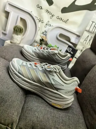 Adidas Terrex Gray White Lightweight Trail Runner Mesh And Synthetic Overlay Upper Running Shoes 7