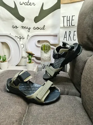 Adidas Terrex Sandálias Outdoor Bege Preto Cinto Ajustável Fechamento Perfurado Tiras Sintéticas Sandálias Casuais 6