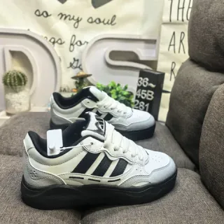 Adidas White Black Low-Top Three-Stripe Side Panel Lifestyle Sneakers