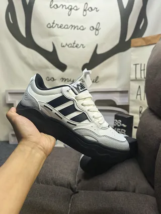 Adidas White Black Low-Top Three-Stripe Side Panel Lifestyle Sneakers 5