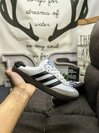 Adidas White Black Slip-On Mule Three Stripes Loafer 5