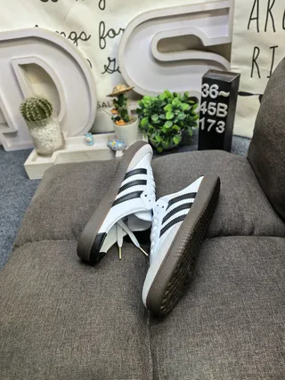 Adidas White Black Slip-On Mule Three Stripes Loafer 6