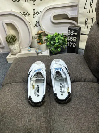 Adidas White Black Slip-On Mule Three Stripes Loafer 8