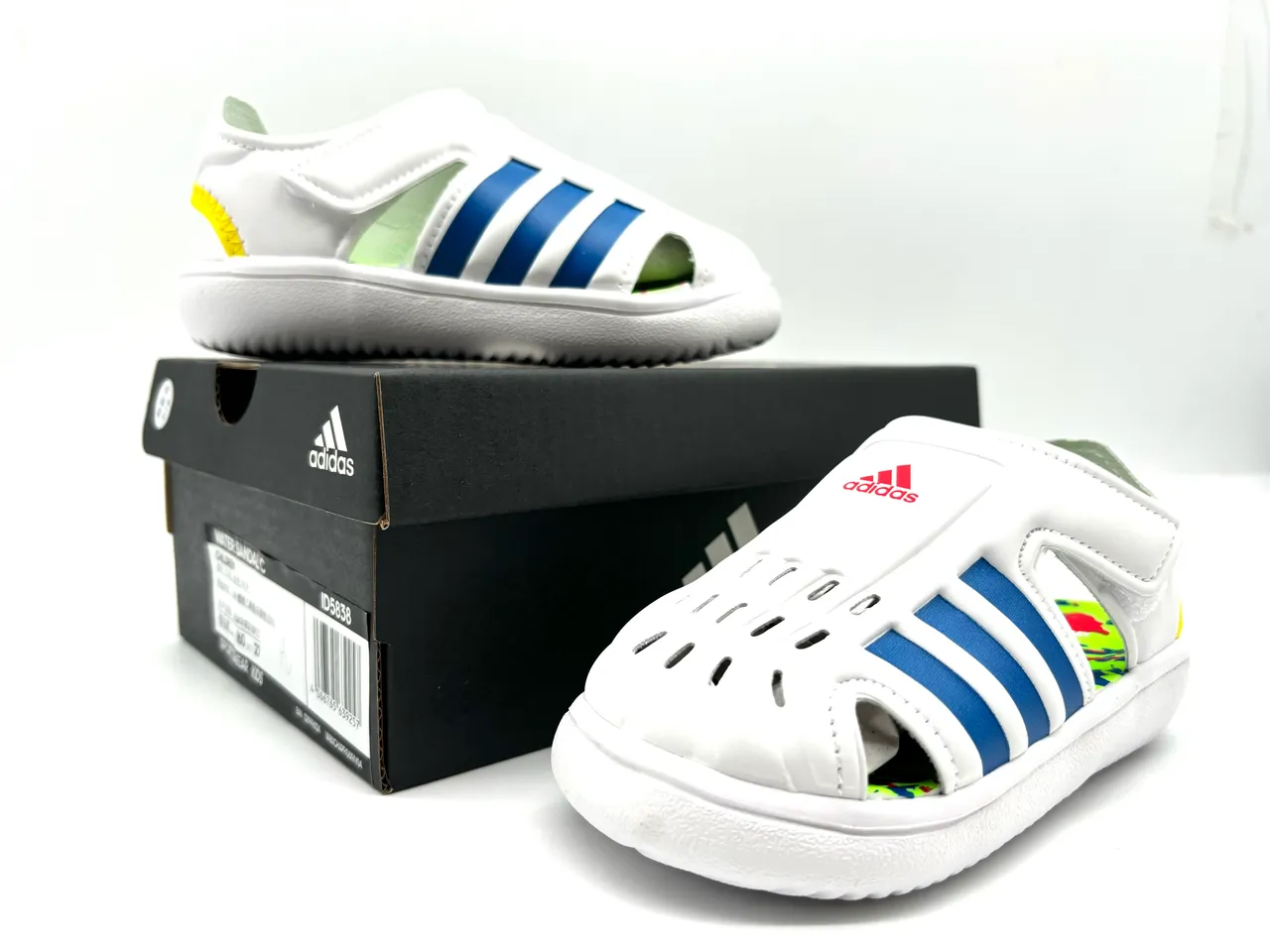 Adidas White Blue Open-Toe Strap-Fastened Casual Sandals 3