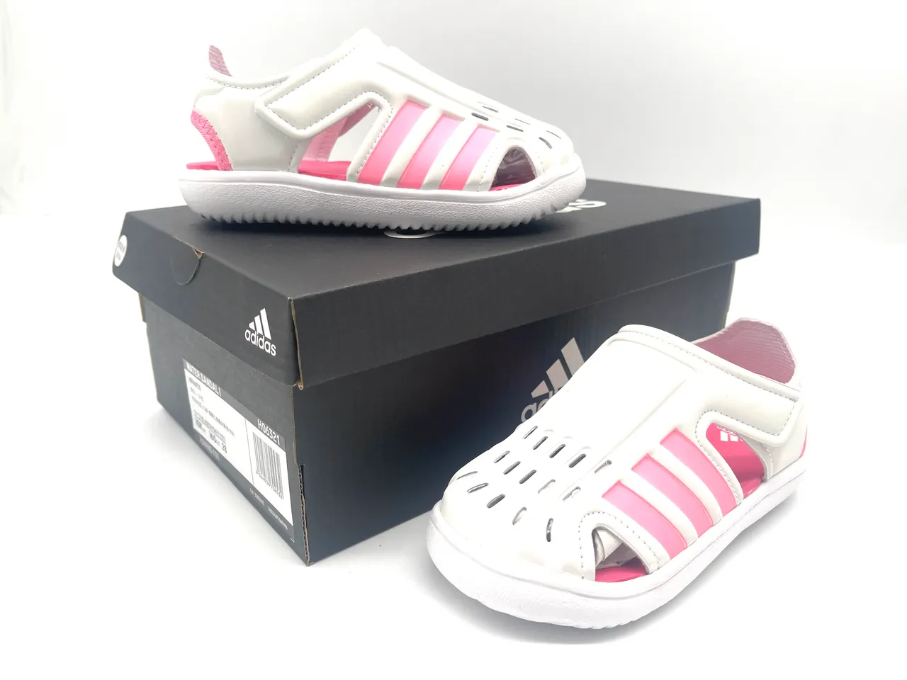 Adidas White Blue Open-Toe Strap-Fastened Casual Sandals 22