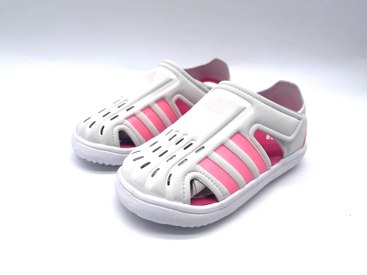 Adidas White Blue Open-Toe Strap-Fastened Casual Sandals 23