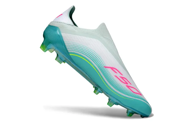 Adidas White Blue Sock-Fit Collar Translucent Sole Plate Firm-Ground Soccer Shoes 2