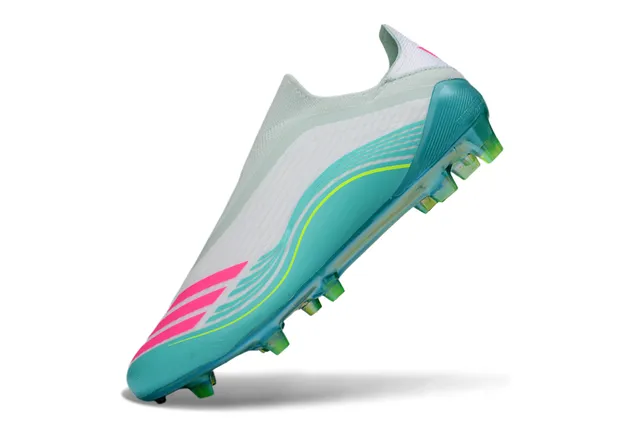 Adidas White Blue Sock-Fit Collar Translucent Sole Plate Firm-Ground Soccer Shoes 3