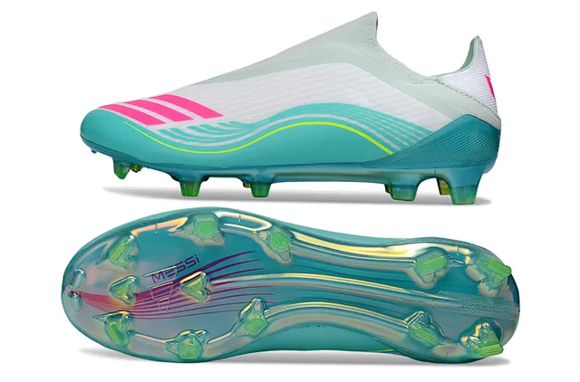 Adidas White Blue Sock-Fit Collar Translucent Sole Plate Firm-Ground Soccer Shoes 6