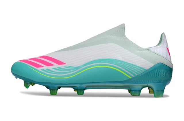 Adidas White Blue Sock-Fit Collar Translucent Sole Plate Firm-Ground Soccer Shoes 7