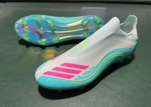 Adidas White Blue Sock-Fit Collar Translucent Sole Plate Firm-Ground Soccer Shoes 8