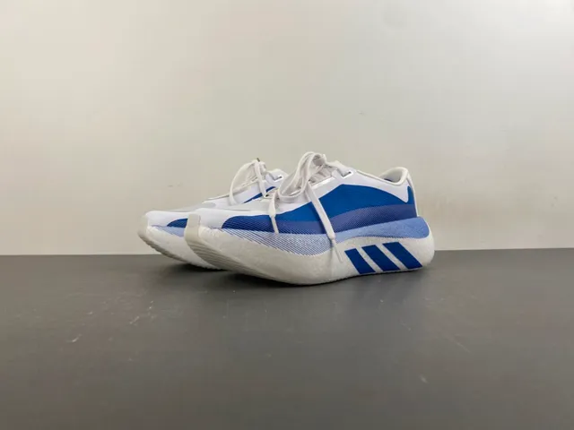Adidas White Blue Wave-Patterned Side Stripes Knit-Mesh Upper Lifestyle Sneakers 10