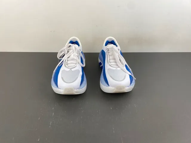Adidas White Blue Wave-Patterned Side Stripes Knit-Mesh Upper Lifestyle Sneakers 11