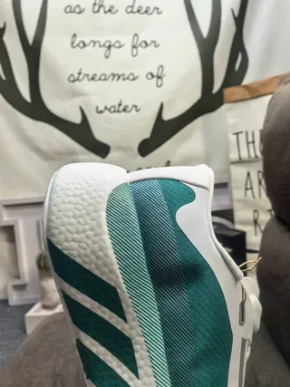 Adidas White Green Engineered Knit Upper Sculpted Ridged Midsole Lifestyle Sneakers 23