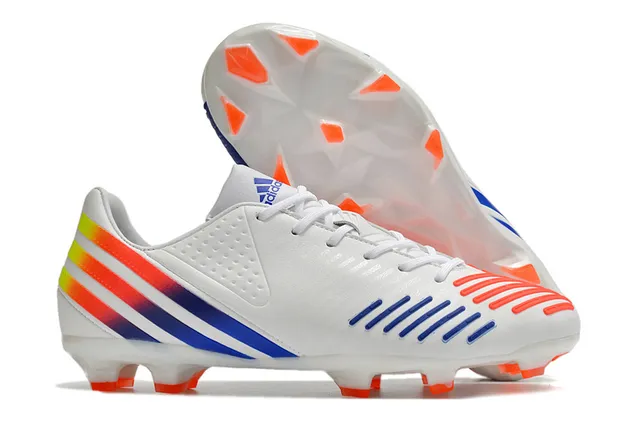 Adidas Blanco Multicolor Cordones Asimétricos Perforados Upper Sintético Campo Firme Zapatos de Fútbol 1