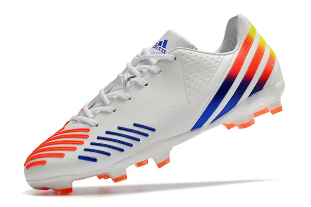 Adidas Blanco Multicolor Cordones Asimétricos Perforados Upper Sintético Campo Firme Zapatos de Fútbol 9