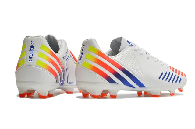 Adidas Blanco Multicolor Cordones Asimétricos Perforados Upper Sintético Campo Firme Zapatos de Fútbol 12