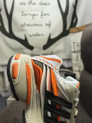 Adidas White Orange Layered Midsole Overlays Chunky Sneakers 23