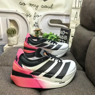 Adidas Blancos Rosados Sculpted Lightstrike Pro Midsole Perforated Mesh Upper Zapatillas de correr