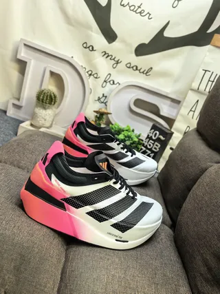 Adidas White Pink Sculpted Lightstrike Pro Midsole Perforated Mesh Upper Running Shoes 9