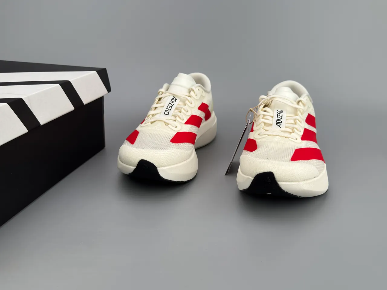 Adidas White Red Racing Silhouette Engineered Mesh Upper Running Shoes 3