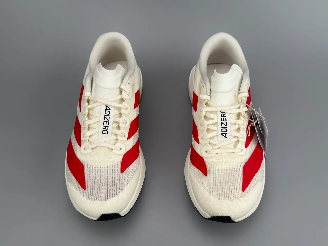Adidas White Red Racing Silhouette Engineered Mesh Upper Running Shoes 9
