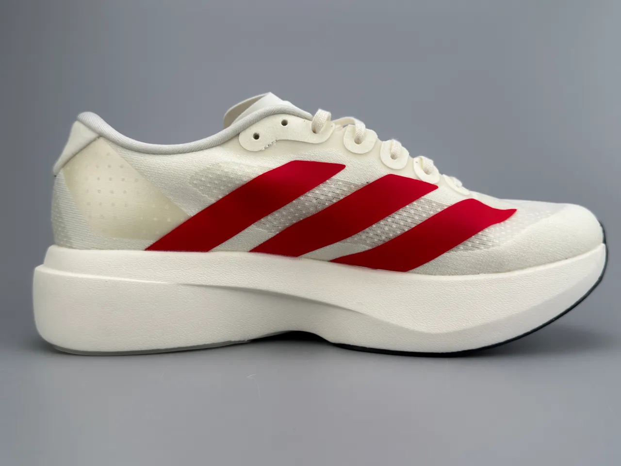 Adidas White Red Racing Silhouette Engineered Mesh Upper Running Shoes 10