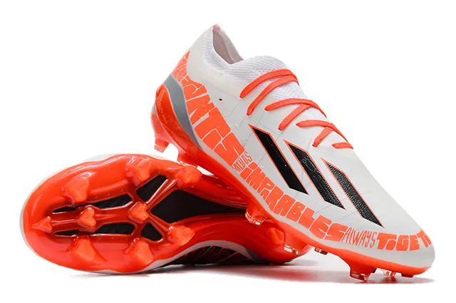 Adidas X Bottes de football blanches oranges noires pour sol ferme Chaussures de football 4
