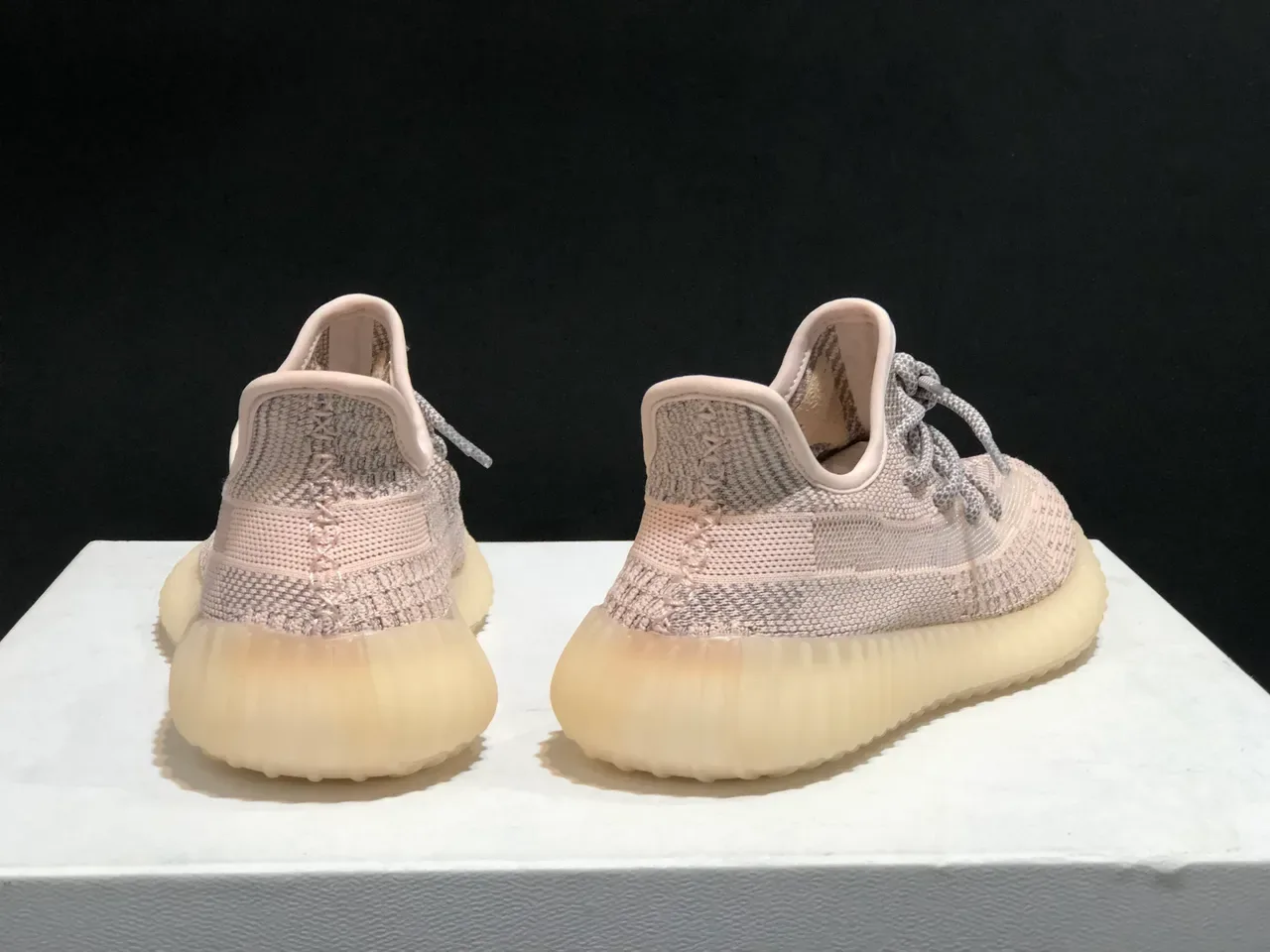 Adidas Yeezy Boost 350 Beige Gray Knit Upper Ribbed Translucent Sole Lifestyle Sneakers 2