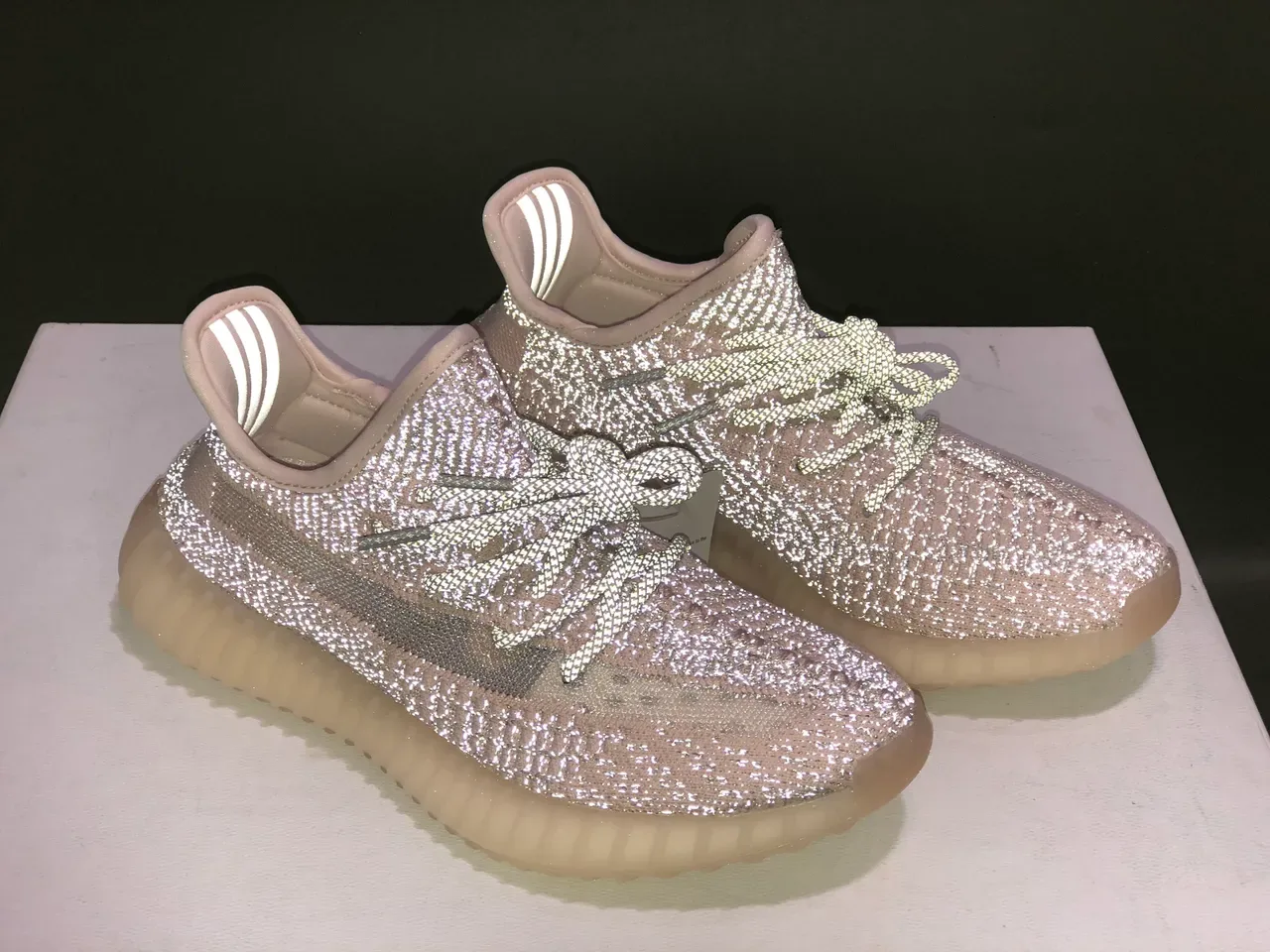 Adidas Yeezy Boost 350 Beige Gray Knit Upper Ribbed Translucent Sole Lifestyle Sneakers 3