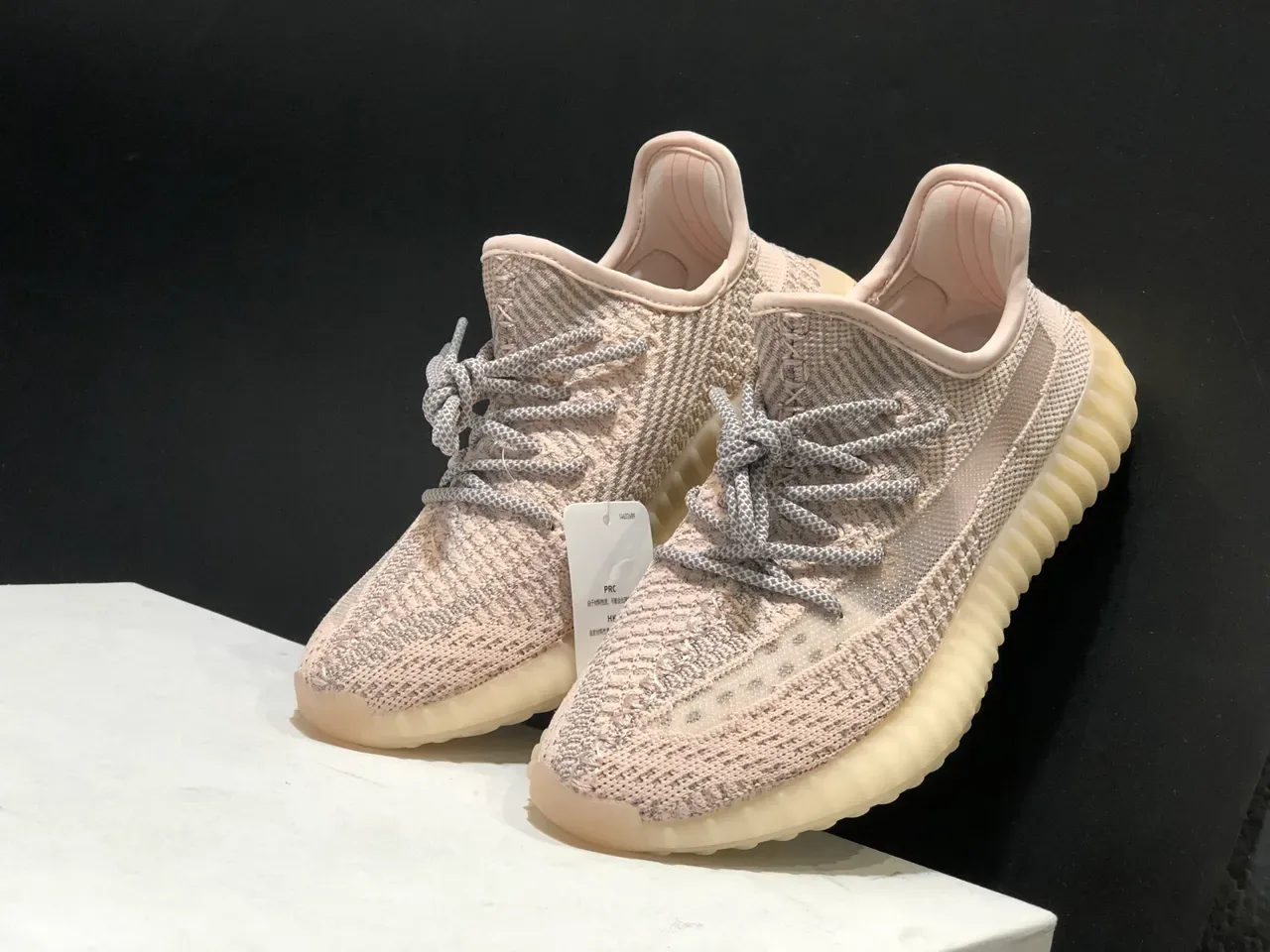 Adidas Yeezy Boost 350 Beige Gray Knit Upper Ribbed Translucent Sole Lifestyle Sneakers 8