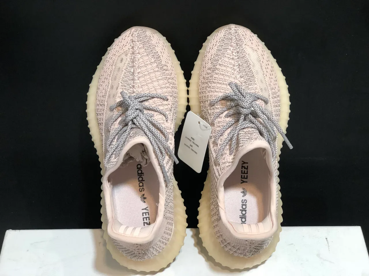 Adidas Yeezy Boost 350 Beige Gray Knit Upper Ribbed Translucent Sole Lifestyle Sneakers 9