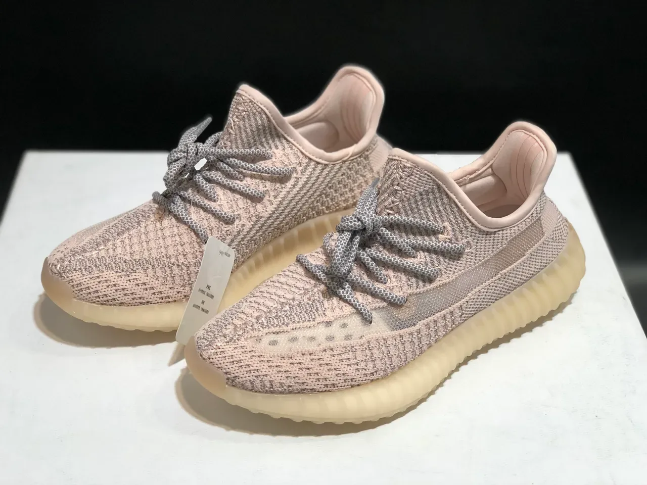 Adidas Yeezy Boost 350 Beige Gray Knit Upper Ribbed Translucent Sole Lifestyle Sneakers 12