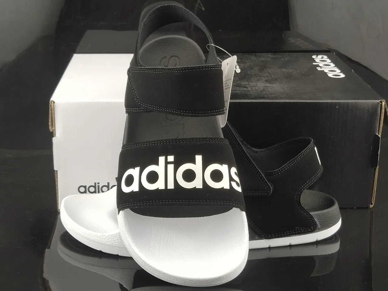 Adidas Yeezy Slide Sandales Casual Noires et Blanches 3