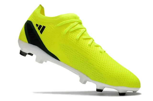 Adidas Yellow Black Knit Mesh Upper Asymmetric Stripe Overlay Firm-Ground Soccer Shoes 2