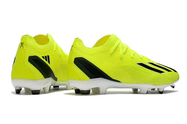Adidas Yellow Black Knit Mesh Upper Asymmetric Stripe Overlay Firm-Ground Soccer Shoes 5