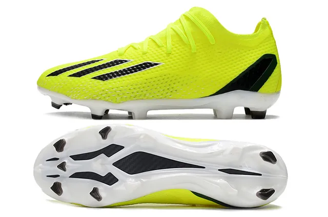 Adidas Yellow Black Knit Mesh Upper Asymmetric Stripe Overlay Firm-Ground Soccer Shoes 6