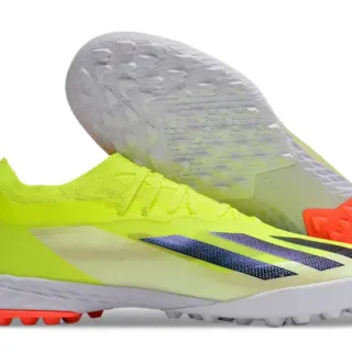 Adidas Yellow Orange Low-Cut Synthetic Upper Gradient Striped Side Logo Artificial-Grass Soccer Shoes
