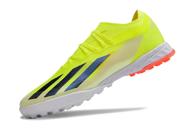 Adidas Yellow Orange Low-Cut Synthetic Upper Gradient Striped Side Logo Artificial-Grass Soccer Shoes 3