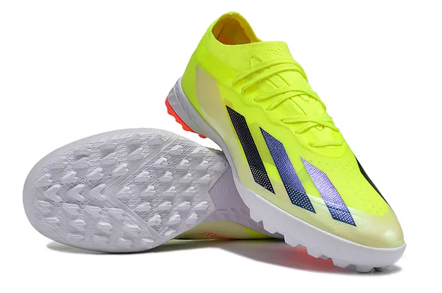 Adidas Yellow Orange Low-Cut Synthetic Upper Gradient Striped Side Logo Artificial-Grass Soccer Shoes 4
