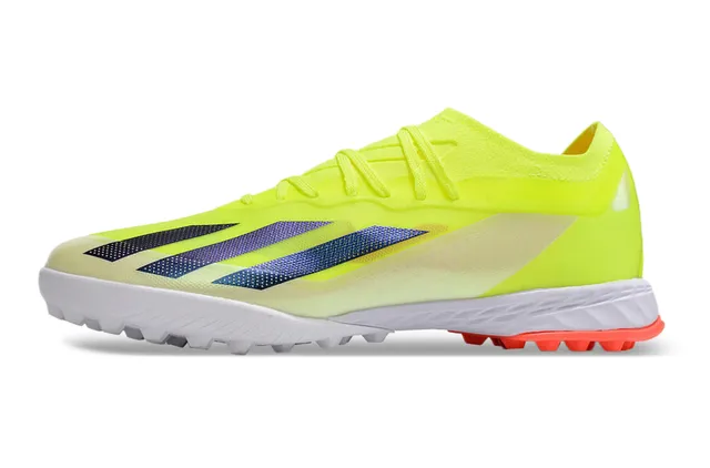 Adidas Yellow Orange Low-Cut Synthetic Upper Gradient Striped Side Logo Artificial-Grass Soccer Shoes 7