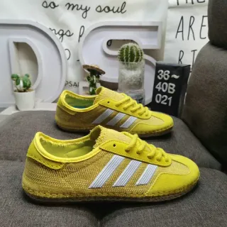 Adidas Yellow White Low-Top Textile Mesh/suede Upper Lifestyle Sneakers