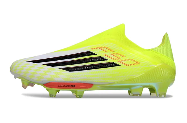 Adidas Yellow White Neon Sock-Fit Upper Checkered Forefoot Overlay Firm-Ground Soccer Shoes 7