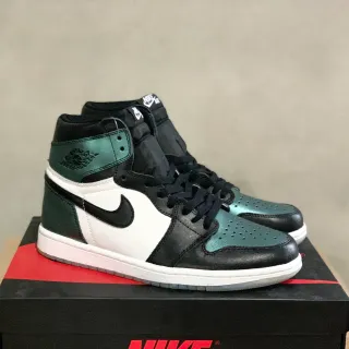 Air Jordan 1 Negro Verde Alto Cuero Y Sintético Zapatos De Baloncesto