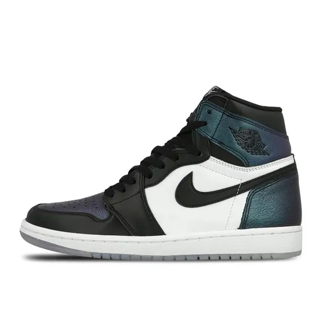 Air Jordan 1 Black Green High-Top Leather And Synthetic Upper Basketball Shoes 2