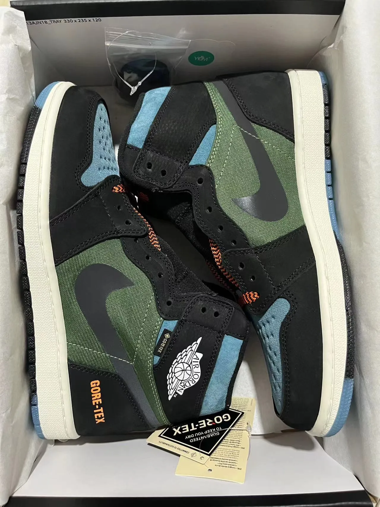 Air Jordan 1 GORE-TEX Olive Black Teal Basketball Shoes 9