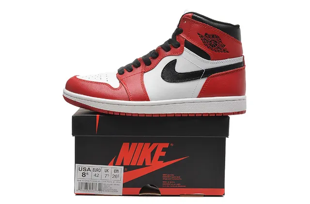 Air Jordan 1 High Black White Red Basketball Shoes 5