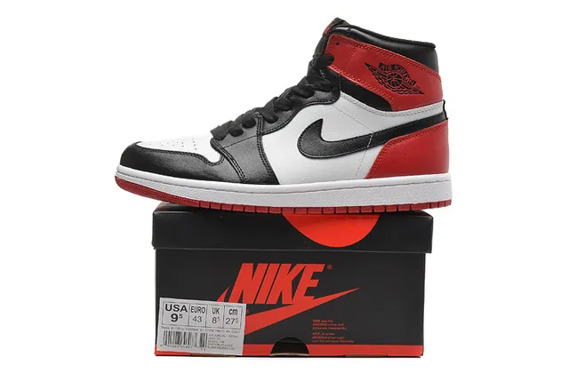 Air Jordan 1 High Black White Red Basketball Shoes 13